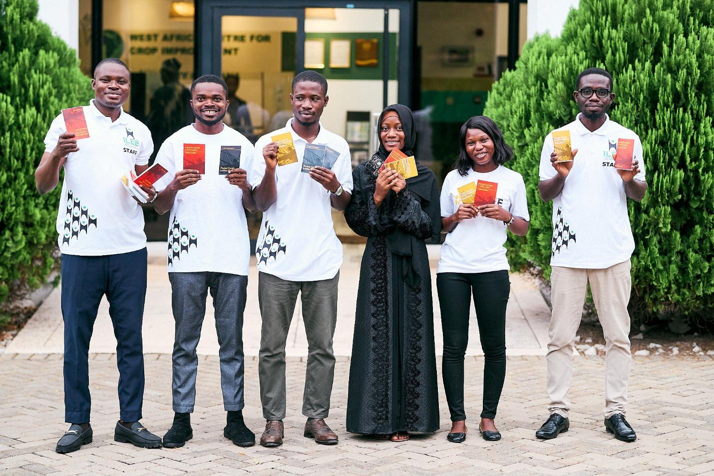 From Left to Right; Eric Coffie (Presidents of ILEE), Stephen Quarcoo (Intern), Christopher Tetteh (Volunteer), Hussein Habibata (Intern), Benedicta Nelmon (SFL coordinator) and Philip Larbin (Accounts Officer of ILEE)