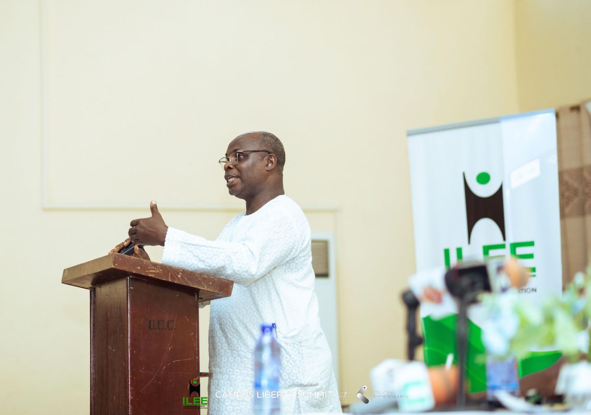 Dr. Eric Usifor, a senior lecturer at the University of Cape Coast delivering his speech