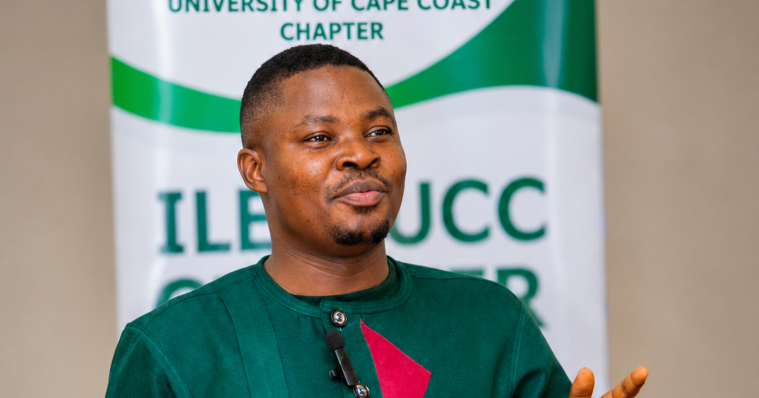 A speaker delivers a presentation during the ILEE-UCC Campus Liberty Summit at the University of Cape Coast on economic freedom and leadership.