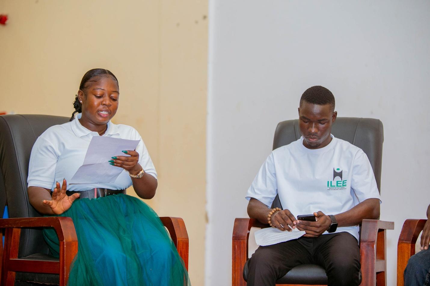Two student panelists participate in a discussion on leadership and campus activism during the ILEE-UCC Campus Liberty Summit.